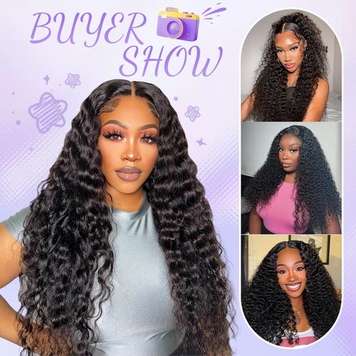 Human Hair Bundles Deep Wave Curly Bundle Human Hair Brazilian Virgin Hair 16 18 20 Inch 3 Bundles for Women 10A Grace Unprocessed Deep Curly Hair Bundle Weave Extensions Natural Black