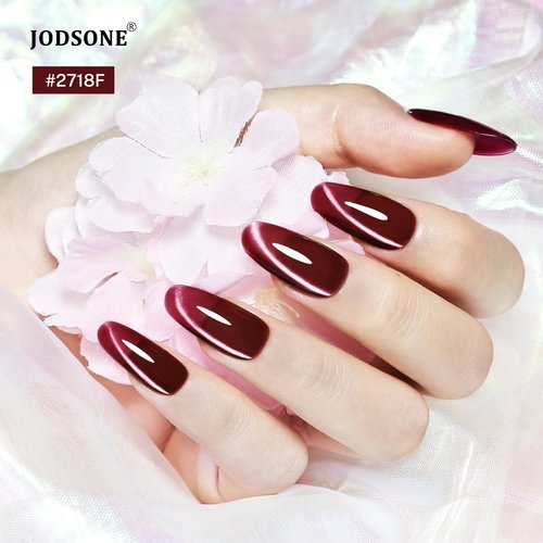 JODSONE Cat Eye Gel Nail Polish Set 10ML Purple Red Silver Collection 6 Colors for Holographic Glitter Cat Eye with Magnet at Home DIY Design Gift for Girls
