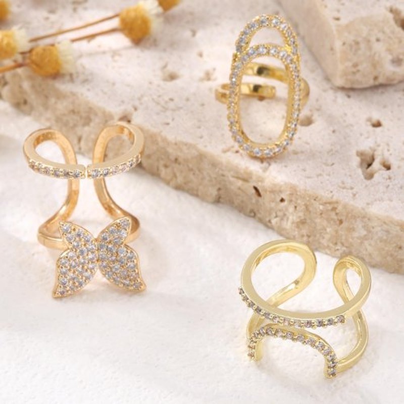 SMUOBT 3PCS Nail Ring for Women Rhinestone Tip Nail Rings Jewelry Fingertip,Nail Art Charms Accessories False Nail Crystal Gold Fingernail Rings for Gifts