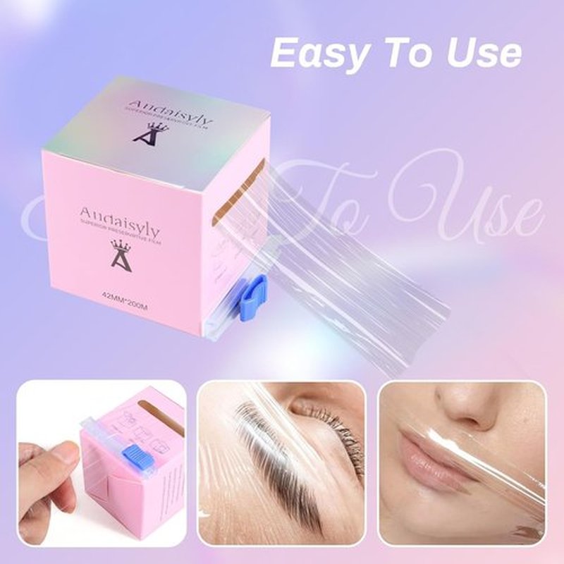 Skiennix Disposable Eyebrow Tattoo Wrap - Premium Transparent Film Roll with Ergonomic Slicer | 2 Boxes for Lip Blush & Eyebrow Lamination