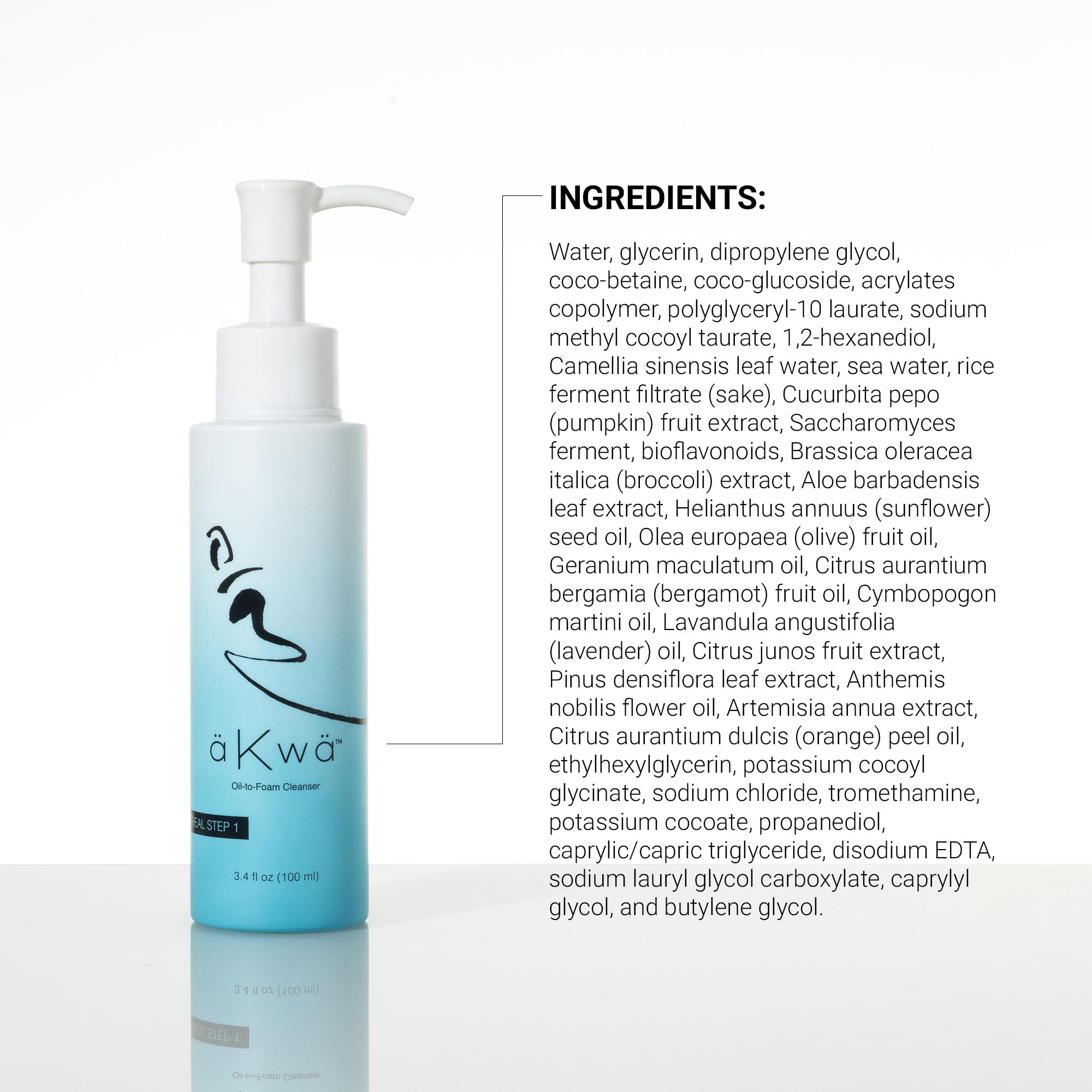 4Life aKwa- Oil to Foam Cleanser - Face Wash with Fermented Green Tea, Sea Water, Rice Ferment - Removes Debris, Cleanses, Moisturizes Skin - 3.4 oz