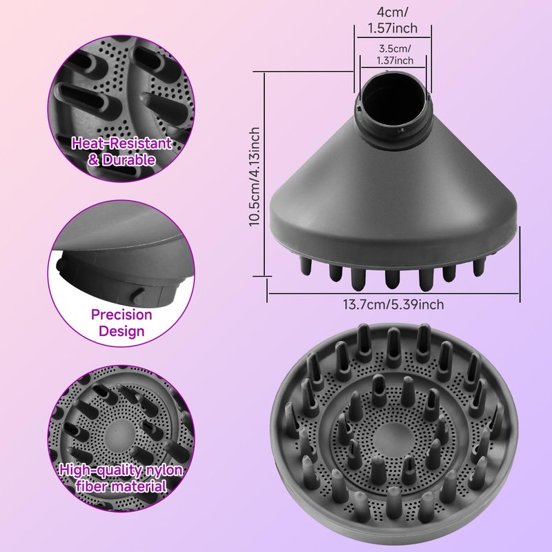 Upgraded Large Diffuser Attachment for Dy-son Airwrap Styler HS01, HS05, HS08, Converts to Hair Dryer, Fast Drying Wave & Curly & Thick, Heat Resistant Nylon Fiber Nozzle Attachments