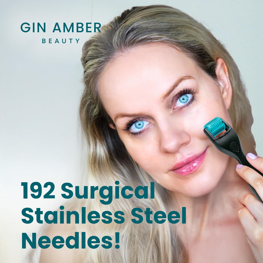 Derma Roller 0.25 mm with Individual Needles | Facial, Scalp & Head Micro-Needling Tool for Enhanced Skincare Routine - Gin Amber Beauty