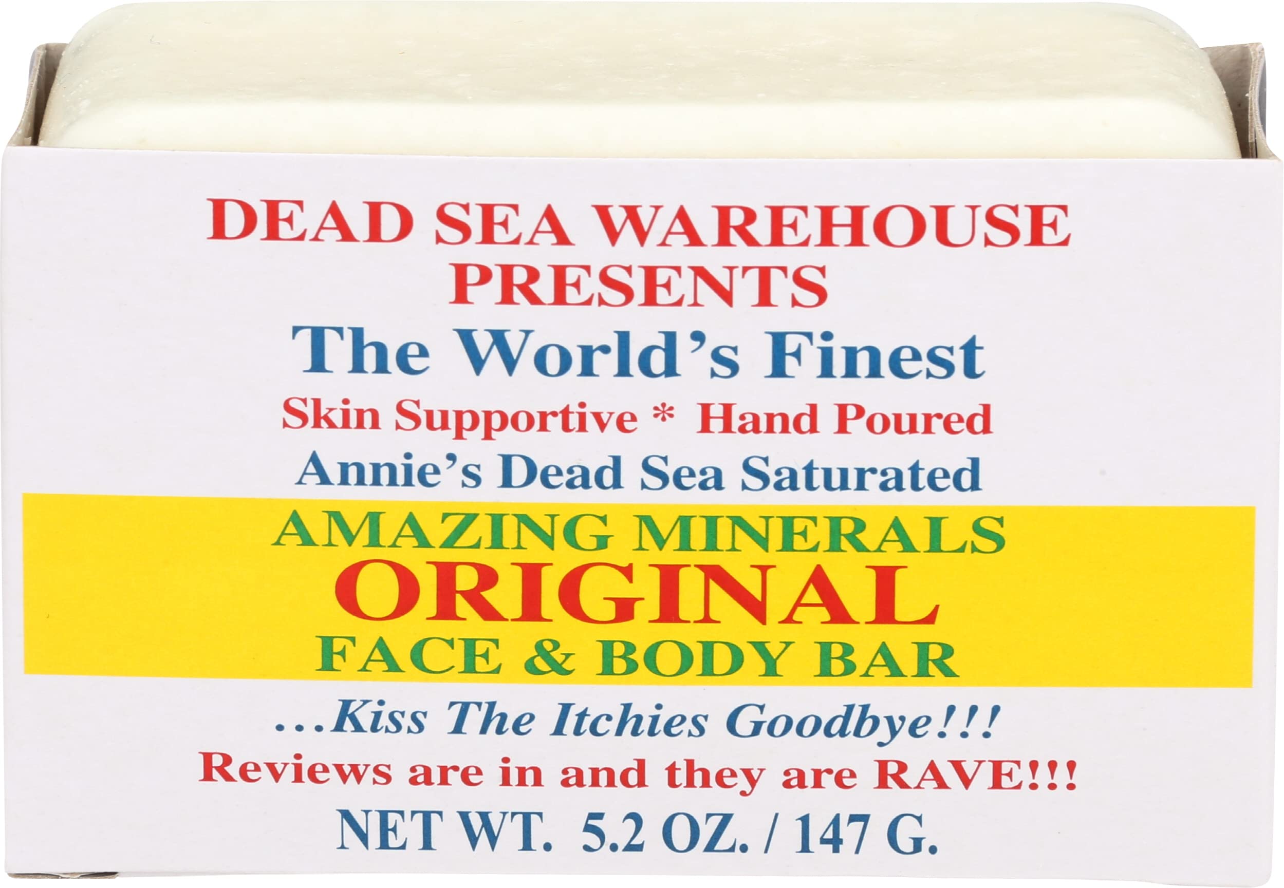 Dead Sea Warehouse - Dead Sea Salt Soap Bar - Original Face & Body Bar - Hydrating Mineral Soap for All Skin Types, Fragrance-Free - 5.2 oz