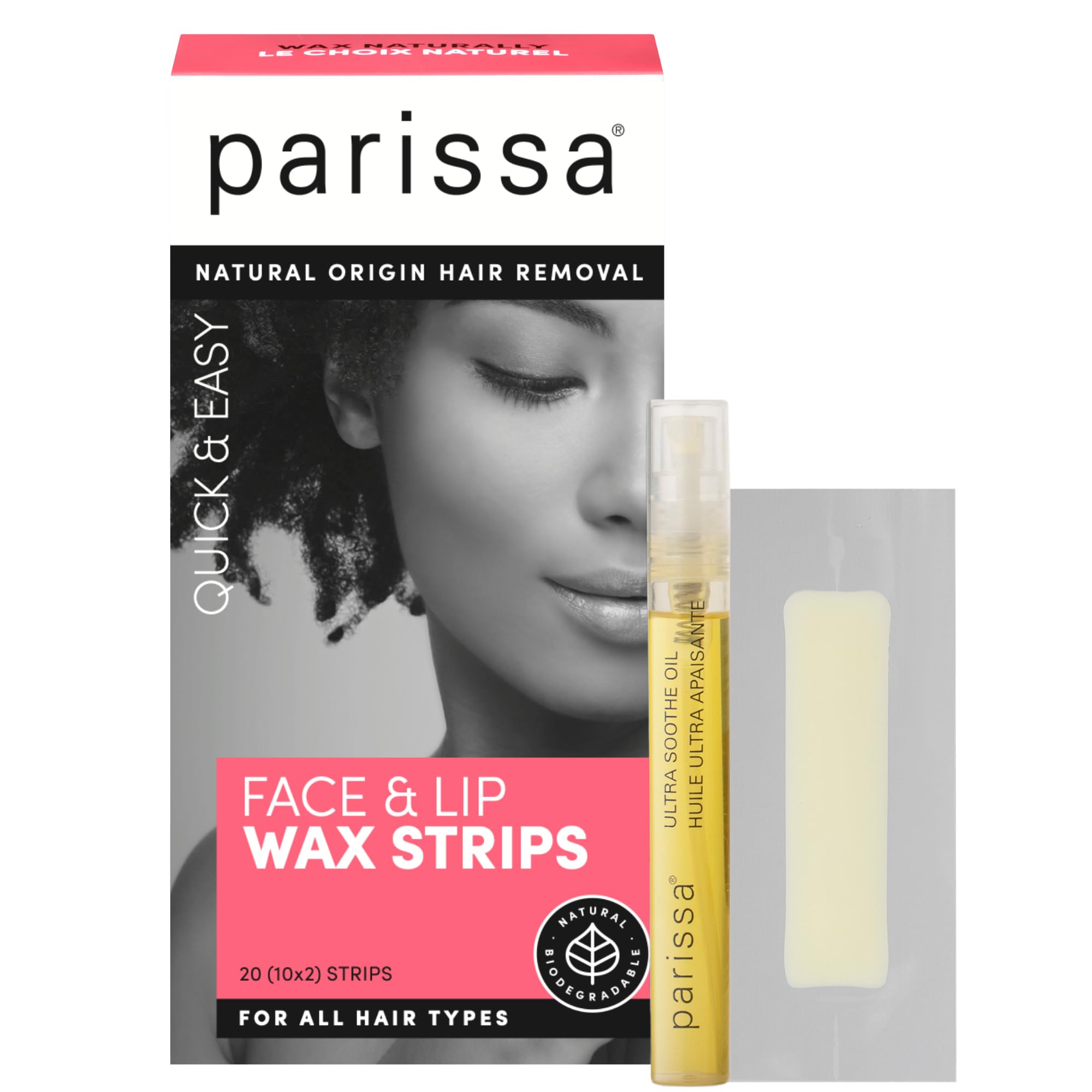 Parissa Face & Lip Wax Strips — Facial Hair Removal for Upper Lip, Chin & Jawline | Gentle for Sensitive Skin | Ready-to-Use, No Heat | 20 Strips (10 x 2)
