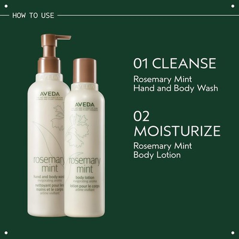 Aveda Rosemary Mint Hand & Body Wash - Invigorating Liquid Soap with Organic Peppermint & Rosemary Aroma