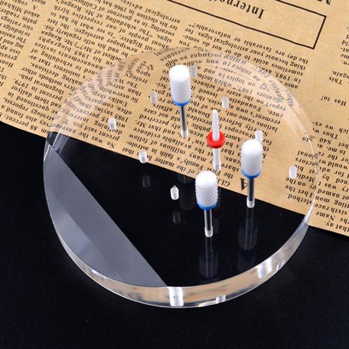 1Pc Clear Acrylic Nail Drill Bit Holder Stand Case Display Organizer 12 Holes Drill Bit Holder Manicure Tools for Home Use or Profession Nail Salon Use, Round