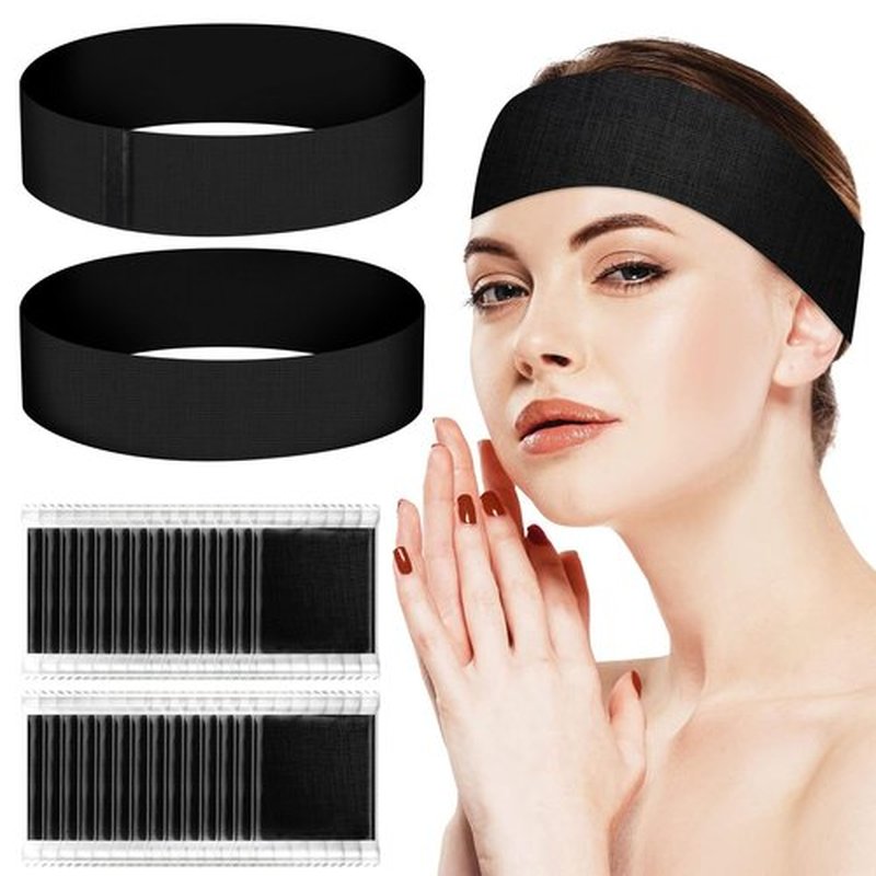 Noverlife 100PCS Disposable Spa Facial Headbands, Stretch Soft Skin Care Hair Band with Adjustable Magic Tape, Non-Woven Fabric Esthetician Headbands for Women Salon Travel Makeup Spa Headwraps