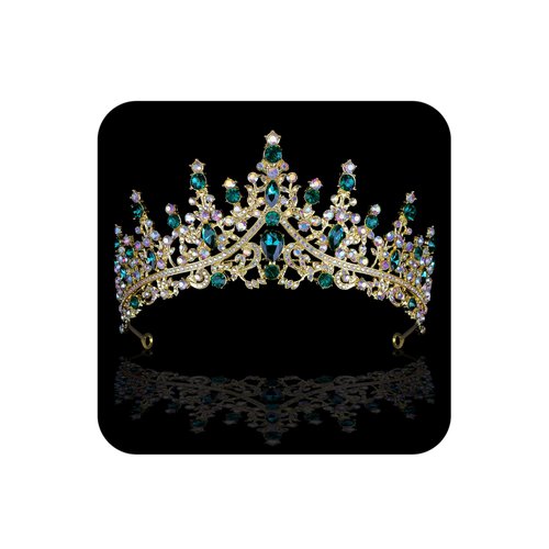 COCIDE Green Tiaras for Women Crown for Women Emerald Quinceanera Dress Headbands for Queen Halloween Cosplay Birthday Pageant Bride Headpieces Hair Accessories