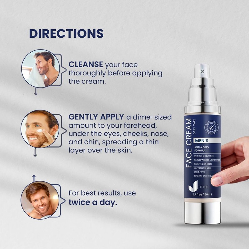 Uttse 6-in-1 Men's Face Moisturizer - Reduce Eye Bags, Dark Circles & Puffiness - 1.7 fl oz - Made in Korea