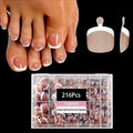 Dsixnails Brown Toe Nail Tips, 216pcs Short Press on Toenails for Women, Soft Toe Nail Press Ons, Square French Tip Toe Press on nails, Soak Off Acrylic Full Cover Fake Toenails Extension in 12Sizes