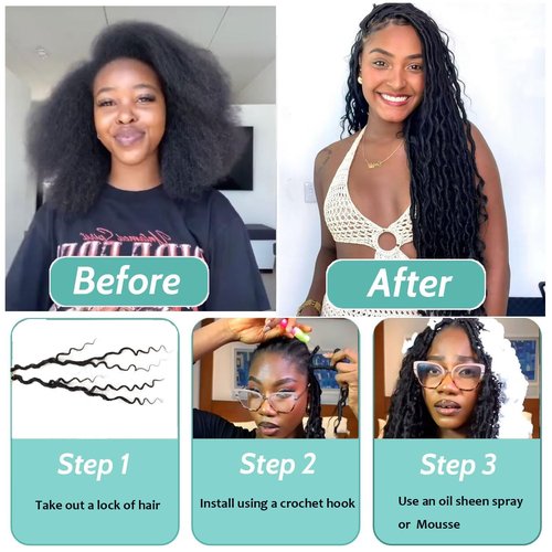 8 Packs Goddess Locs Crochet Hair 14 Inch, Boho Style Locs Pre Looped with Curly Ends, Faux Locs Crochet Hair for Black Women 1B/30/27