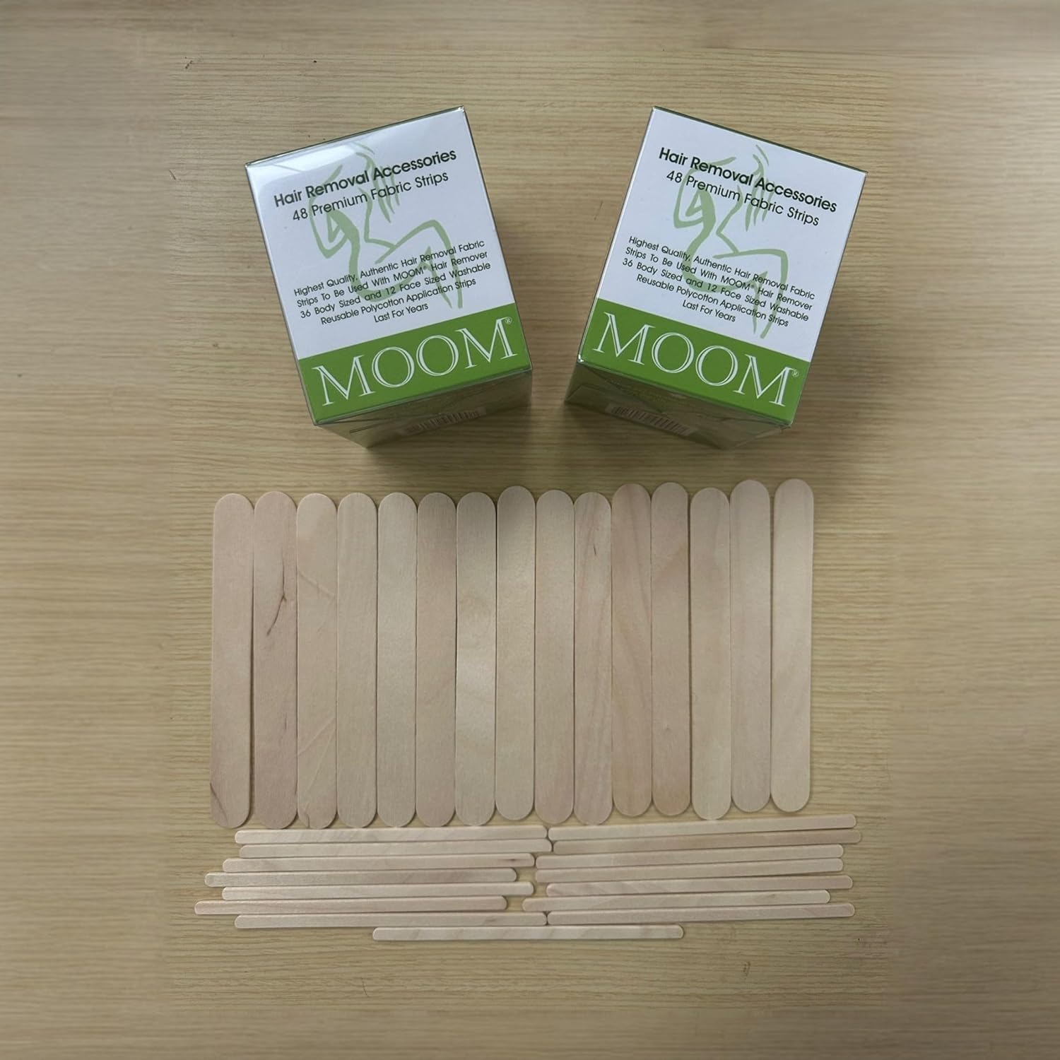 MOOM Wax Strips & Applicator Sticks for Hair Removal - 96 & 30 Count