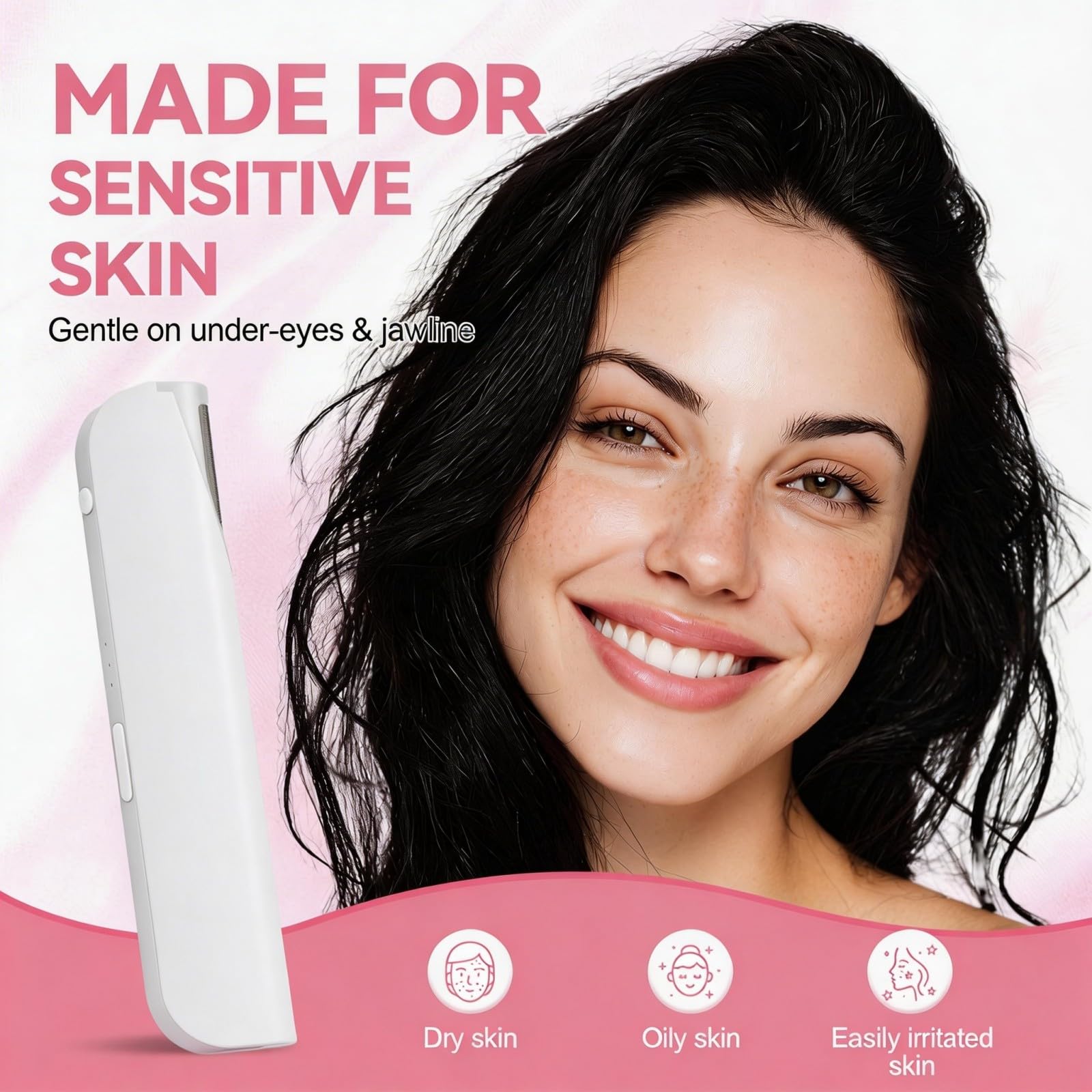 Sonic Dermaplane Razor for Women Face, Painless Facial Hair Removal & Exfoliation Tool with Magnetic Hanging Design, 10 Upgraded Micro-Mesh Blades, Removes Peach Fuzz, Gift for Her (white)