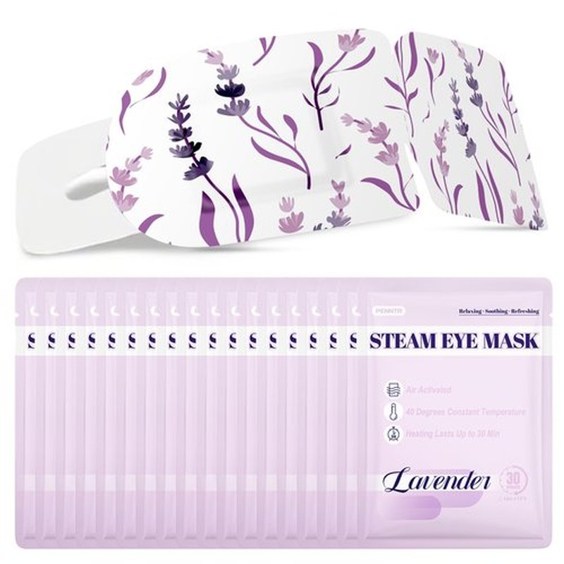 PENNTR Steam Eye Mask, Heated Eye Mask For Sleep & Dry Eye Relief, Stye Eye Treatment, Warm Compress, Spa, Travel Essentials & Relaxation Disposable Eye Mask, Lavender 18 Pack