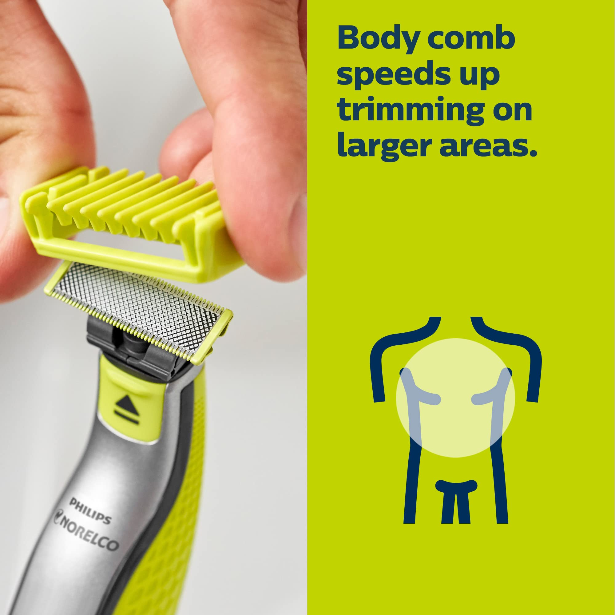 Philips Norelco OneBlade Face + Body Hybrid Electric Trimmer and Shaver, QP2630/70