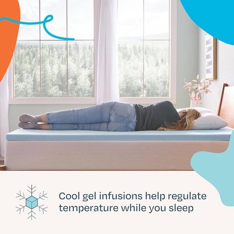 Linenspa Memory Foam Mattress Topper - 2 Inch Gel-Infused Queen Size - Plush, Cooling & Pressure Relieving