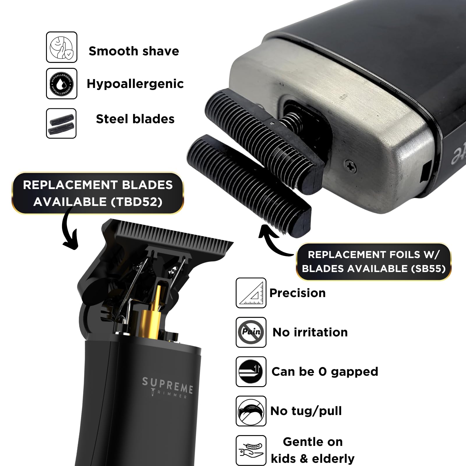 Supreme Trimmer 2-in-1 DLC T-Shaper Beard & Hair Trimmer + Crunch Lite Foil Shaver | Barber-Grade Precision & Travel Kit | Cordless Beard Grooming Set