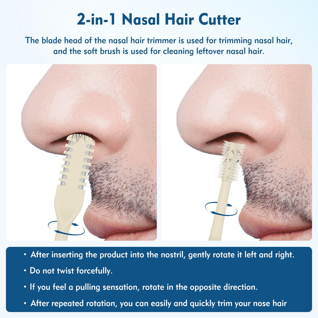 CNTVO 10 Pcs Nasal Hair Cutter, 2-in-1 Double Sided Nose Hair Trimmer, 360° Rotating Manual Nose Hair Trimmer for Men and Women, Portable Professional Nasal Remover for Home Travel Essentials