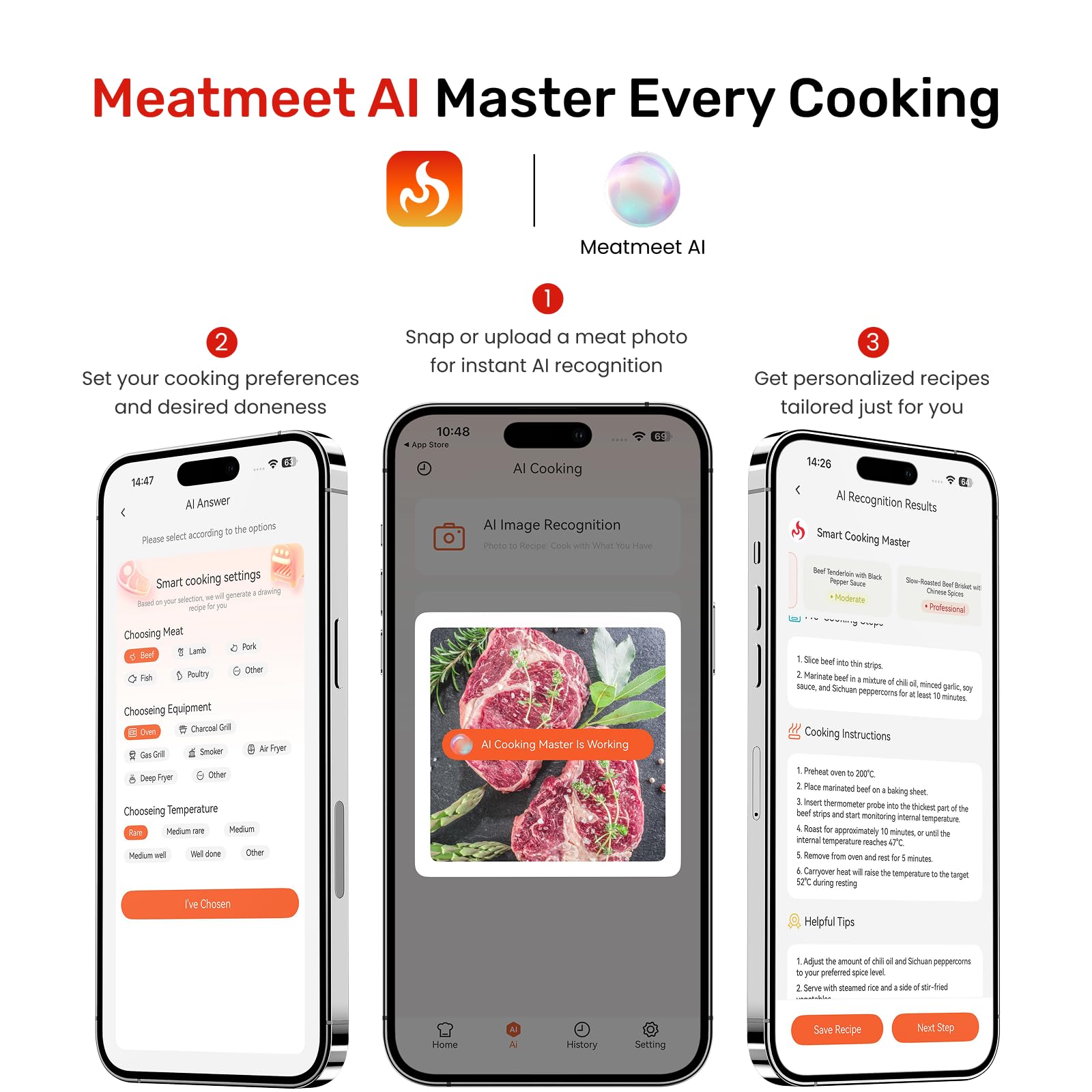 Meatmeet Wireless Bluetooth Meat Thermometer Digital, Standalone Base, WiFi Unlimited Range, AI guided cooking, 6 Sensors with ± 0.18°F Accuracy, 2 Probes for Kitchen, BBQ, Grill, Oven, Smoker (X Pro)