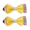 Back To School Hair Bows, Glitter Pencil Hair Clips, Non Slip Alligator Clips Sparkly First Day of School Bows Hair Accessories for Girls, Yellow