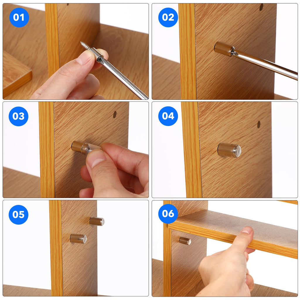 Uonlytech 120 Pcs Screw in Shelf Pins with Protective Sleeves Self Tapping Shelf Support Pegs for Cabinet Cupboard Bookcase Furniture Shelving 1.18 in