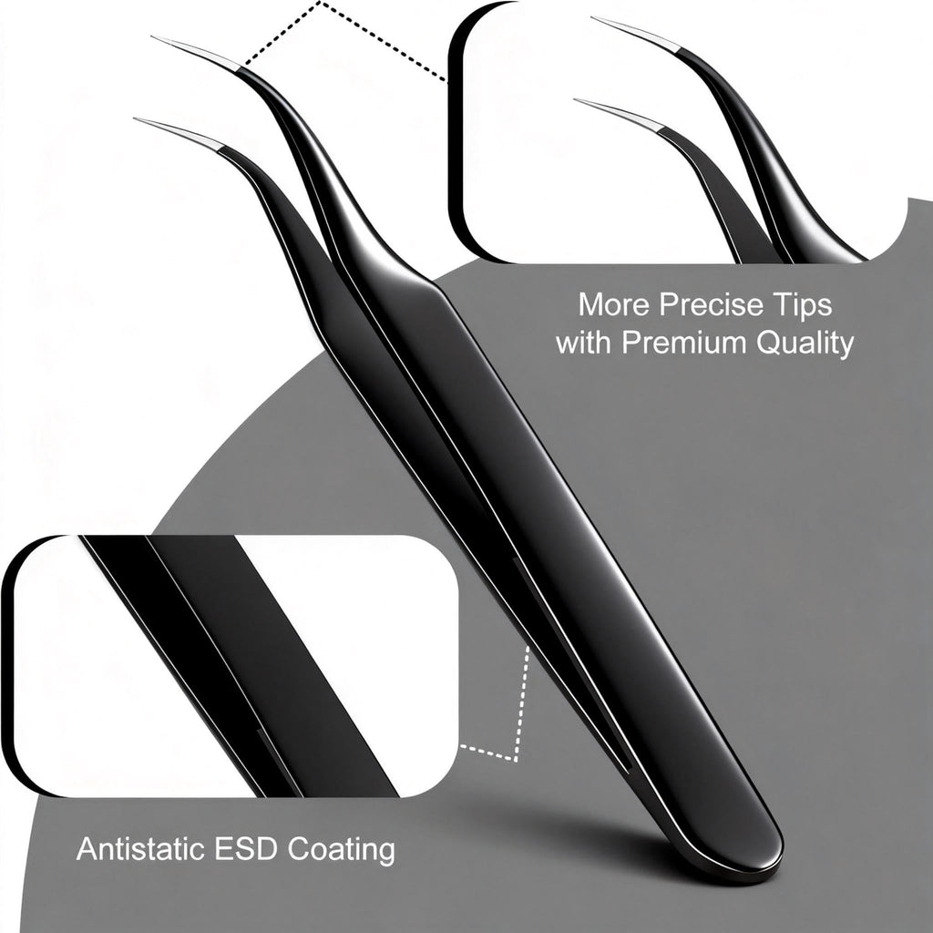 G.CATACC 4-Pack Precision Tweezers Set, Curved and Pointed Tweezer