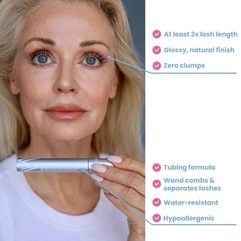 Prime Prometics PrimeLash Mascara for Older Women - Volumizing & Lengthening, Hypoallergenic, Brown