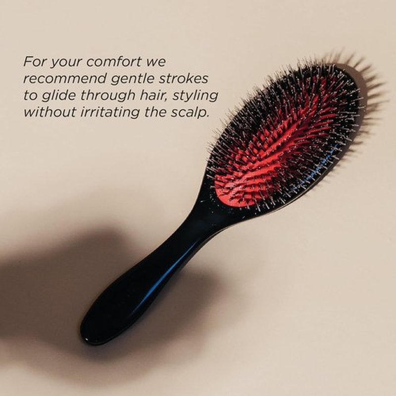 Denman Boar Bristle Hair Brush - Smoothing & Shine Enhancing for All Hair Types | Curl Defining & Detangling