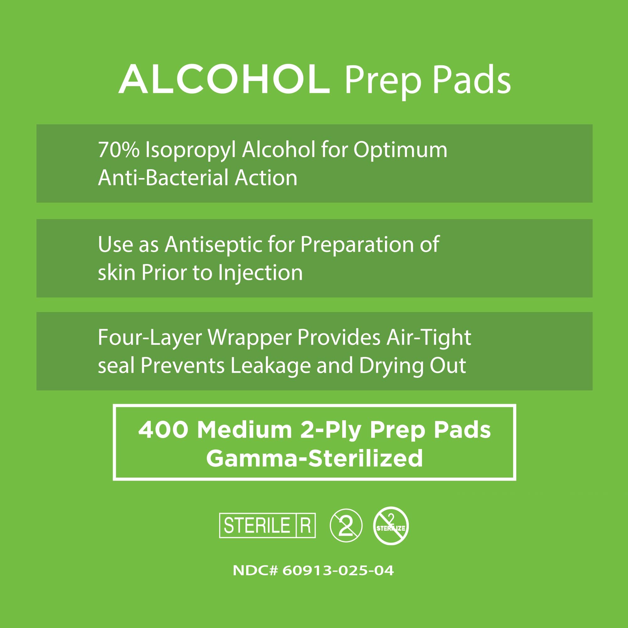 Care Touch Alcohol Wipes Individually Wrapped - Prep Pads with 70% Isopropyl Alcohol, Great for Home, Medical & First Aid Kits Sterilized, Antiseptic 2-Ply Swabs 400 Count
