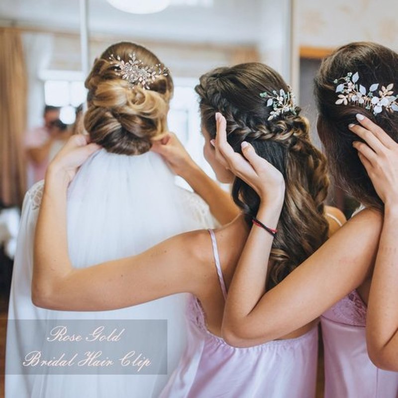 Bridal Hair Accessories Wedding Hair Clip for Brides, Handmade Rhinestone Hair Vine Wedding Head Pieces for Women and Bridesmaids Flower Girls, Light KC-Gold