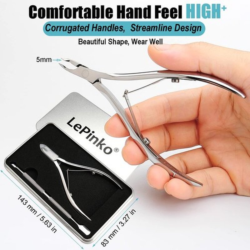 LePinko Salon-Quality Cuticle Trimmer with Cuticle Remover and Nail Clipper Set