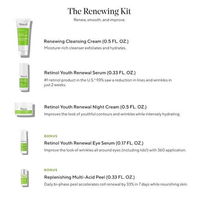 Murad Active Renewal 30-Day Regimen Kit | 5-Piece Trial Set for Youthful Skin Renewal