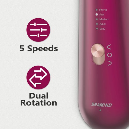 Professional Manicure Pedicure Set - Cordless Electric Foot Nail Care Trimmer Buffer Tools - 5 Speeds, Rechargeable, Thick Nails (Red)