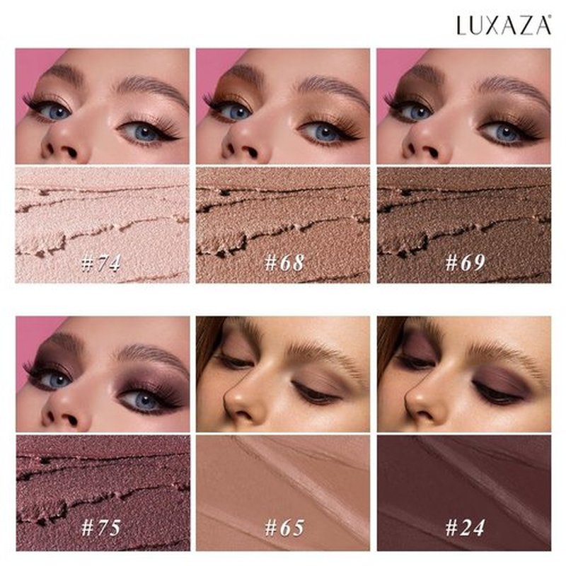 LUXAZA PRO Neutral Eyeshadow Stick Set - 6PCS Brown Metallic Shimmer & Matte Cream Crayon | Grape Wine