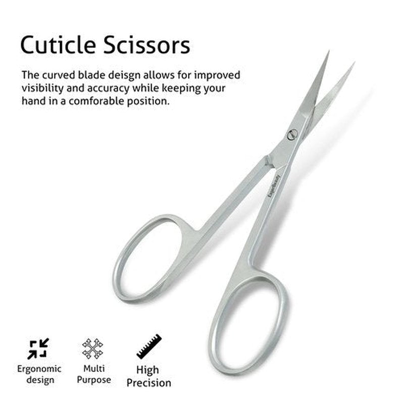 Eagerbeauty- Stainless Steel Curved Blade Small Menicure and Pedicure Cuticle Scissors for Trimming the Fingernails, Toenails, Eyebrow, Eyelash, Dry Skin – Nail Scissors (B)