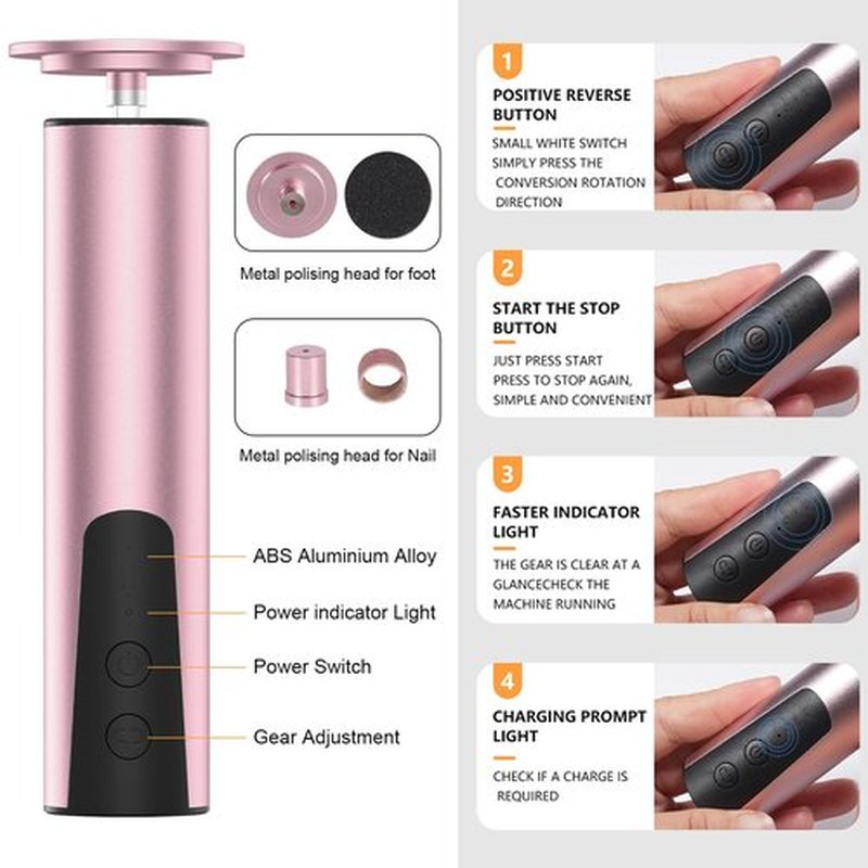 ele ELEOPTION Electric Callus Remover for Feet Electric Foot File Nail Grinder 6 Speed Adjustable Rechargeable Professional Foot Sander Pedicure Tool for Feet Dry Dead Skin Pink
