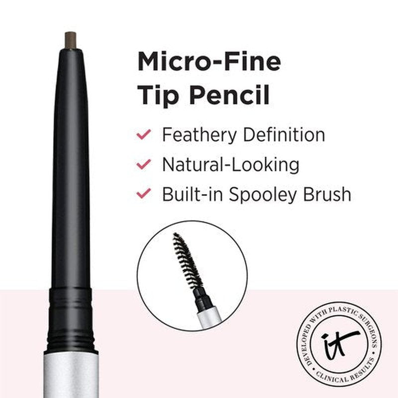 IT Cosmetics Brow Power Micro, Universal Taupe - Universal Eyebrow Pencil - Mimics the Look of Real Hair - Budge-Proof Formula - Built-in Spoolie - 0.017 oz (Pack of 2)