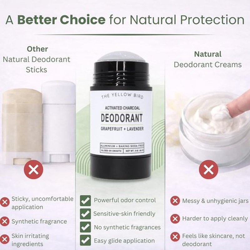 Skiennix Magnesium Deodorant - Natural, Aluminum-Free Formula with Charcoal & Essential Oils | Long-Lasting Protection for Sensitive Skin