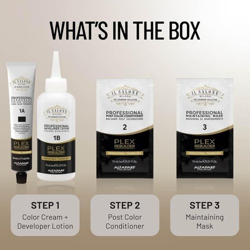 Il Salone Milano Plex Rebuilder - Yellow Remover Hair Dye Kit for Blonde, Grey & White Hair - Neutralizes Brassy Tones - Professional Salon Quality