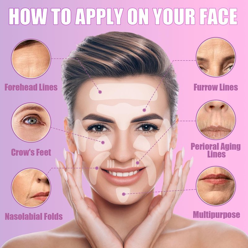 WENLIHAOBO Facial Wrinkle Patches 208 Pcs,Anti Wrinkle Smoothing Strips,Set of Reusable Face Tape,Complete Treatment Set