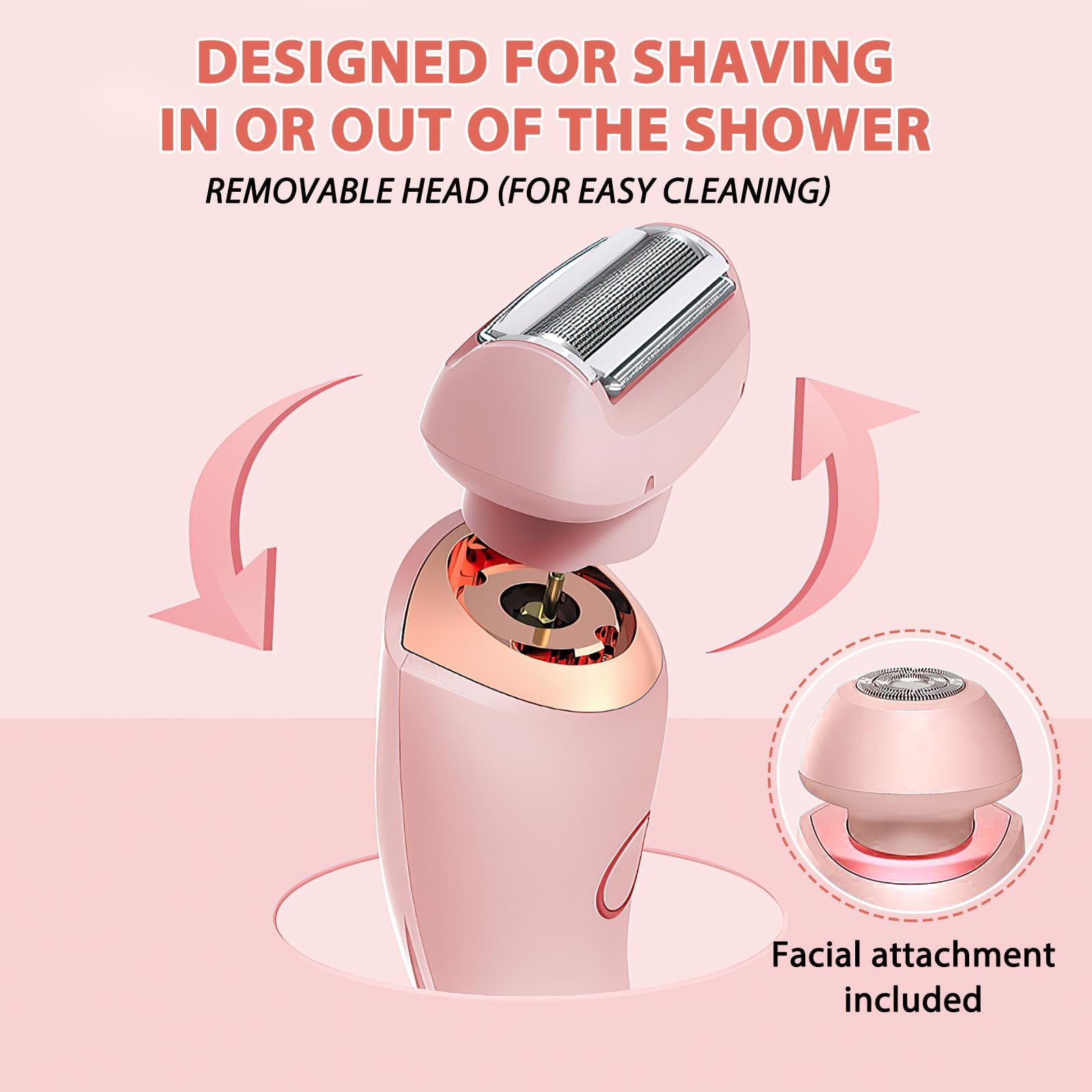 JNEKWOZ Electric Shaver for Women, 2-in-1 Bikini Trimmer - USB Rechargeable Wet/Dry Epilator Dual Head for Body, Face & Underarms | with Charging Base
