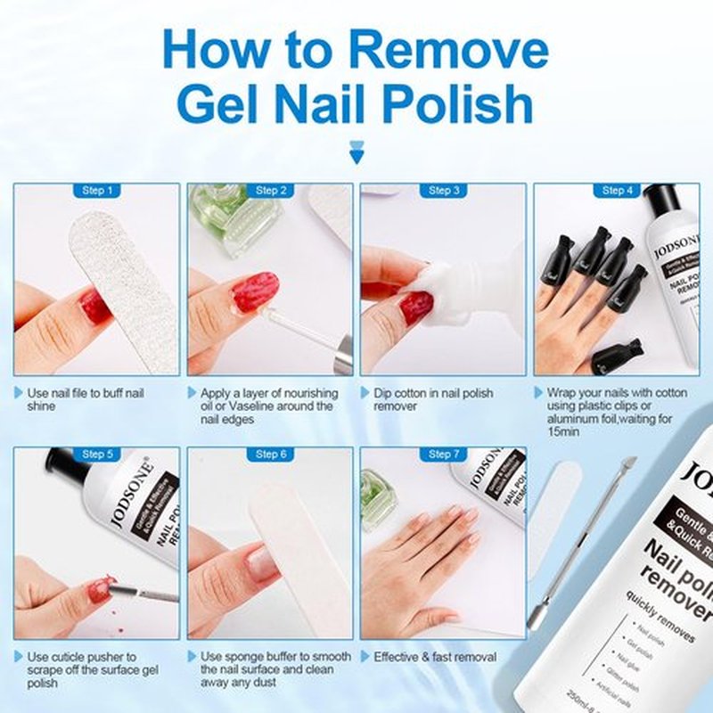 JODSONE Acetone-Free Nail Polish Remover,8.45 Fl.Oz Gel Nail Polish Remover Professional Soak off for Acrylic Nail Remover & Removal Gel Nail Polish for Home Salon