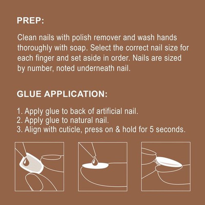 Goldfinger Trendy False Nails Kit, Long Squoval Design Nail, Playful Simple Artistic Sheer Nude Print, Ready to Wear Gel & Manicure Stick Included, Long-Lasting Convenient & Easy to Apply