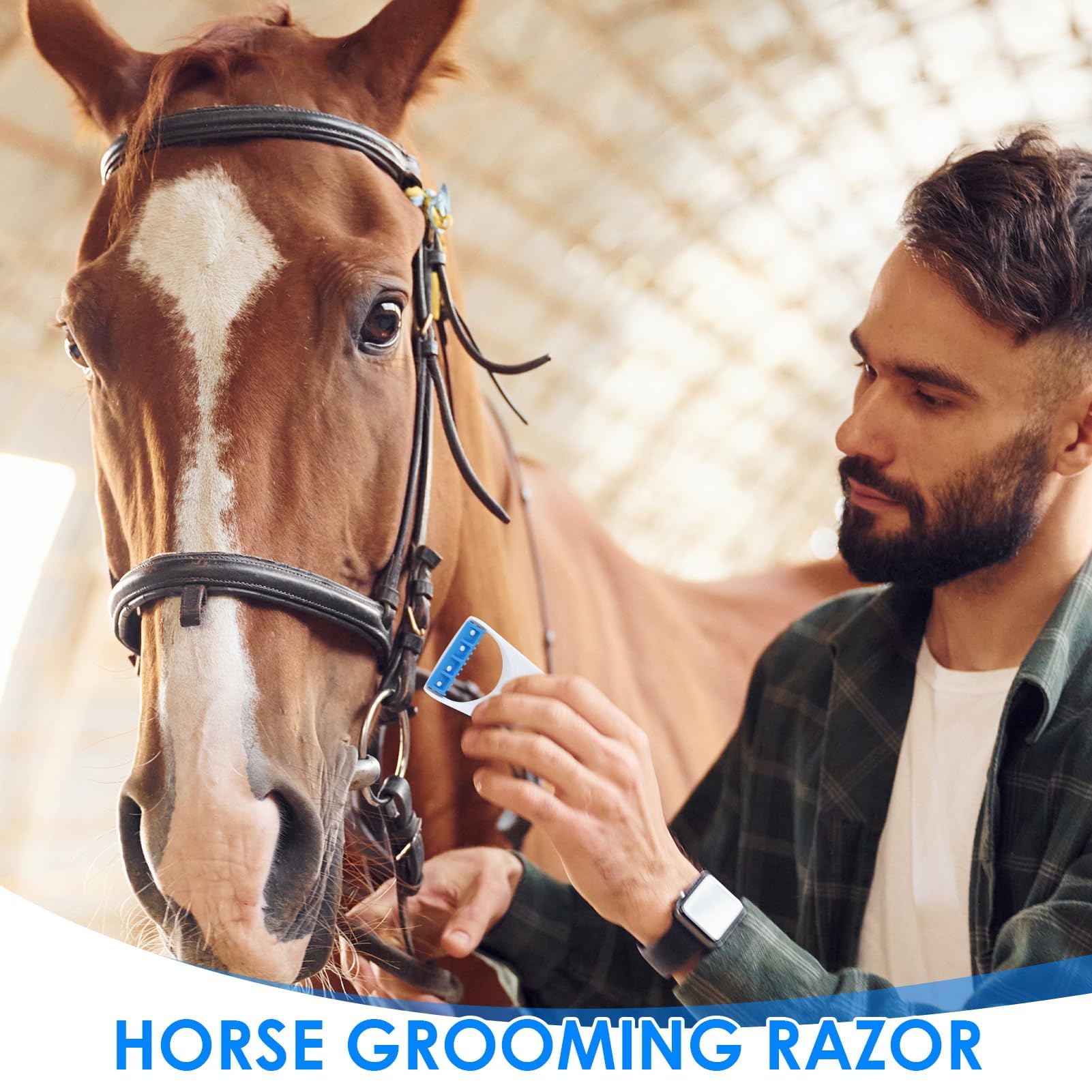 RJLCTH 6 Pcs Disposable Horse Grooming Razors, Stainless Steel Blades