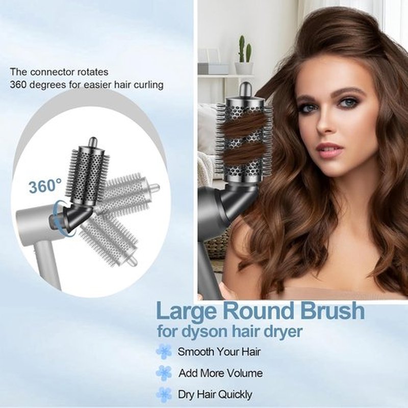 Dyson Volumizing Brush Attachment - Large Round Design for 360° Rotatable Styling | Adds Volume to Hair