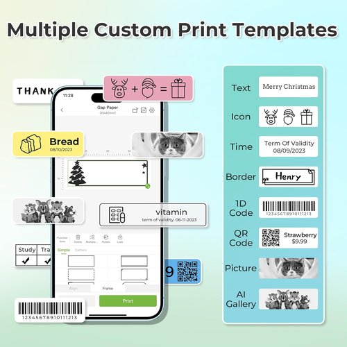 Nelko Label Maker - P21 Bluetooth Wireless Mini Printer with Multiple Templates | White