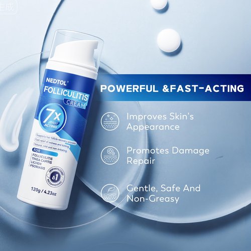 Nedtol Folliculitis Treatment Cream, 7X Fast-Acting Ointment for Scalp, Face & Body, Relieves Itching, Redness & Bumps, Intensive Skin Therapy – 120g