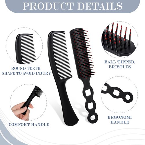 50 Pcs Hair Brushes and Combs Set for Homeless Individually Wrapped Bulk Hair Brush and Comb Set for Women Hotel Homeless Charity