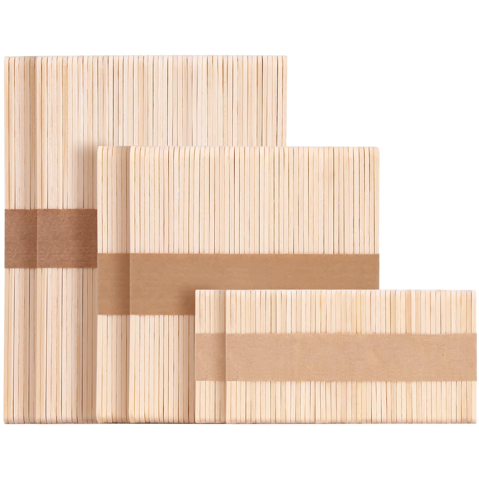 WISYOK Popsicle Sticks for Crafts Bulk 300Pcs, 3 Mixed Sizes Jumbo, Medium and Small Craft Sticks, Convenient and Perfect for DIY
